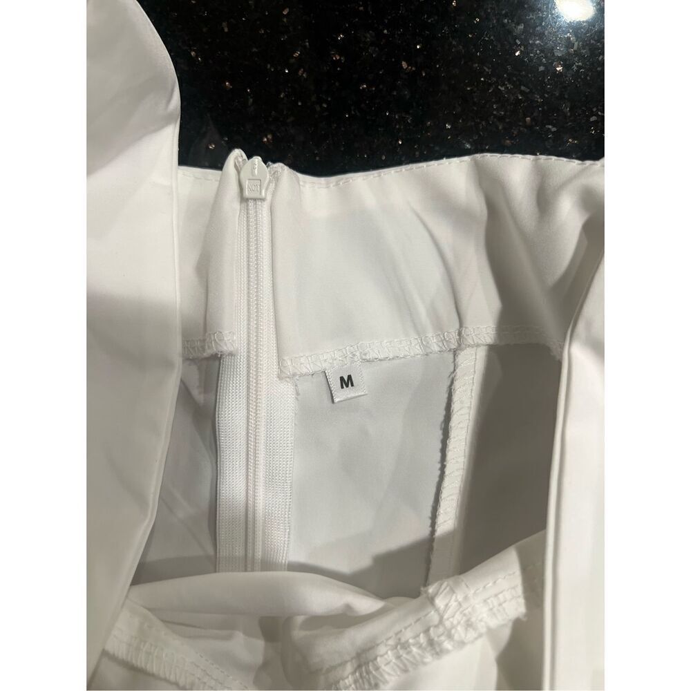White Womens Sleeveless Fit + Flare Poplin babydoll Mini Dress size S summer - Picture 6 of 6